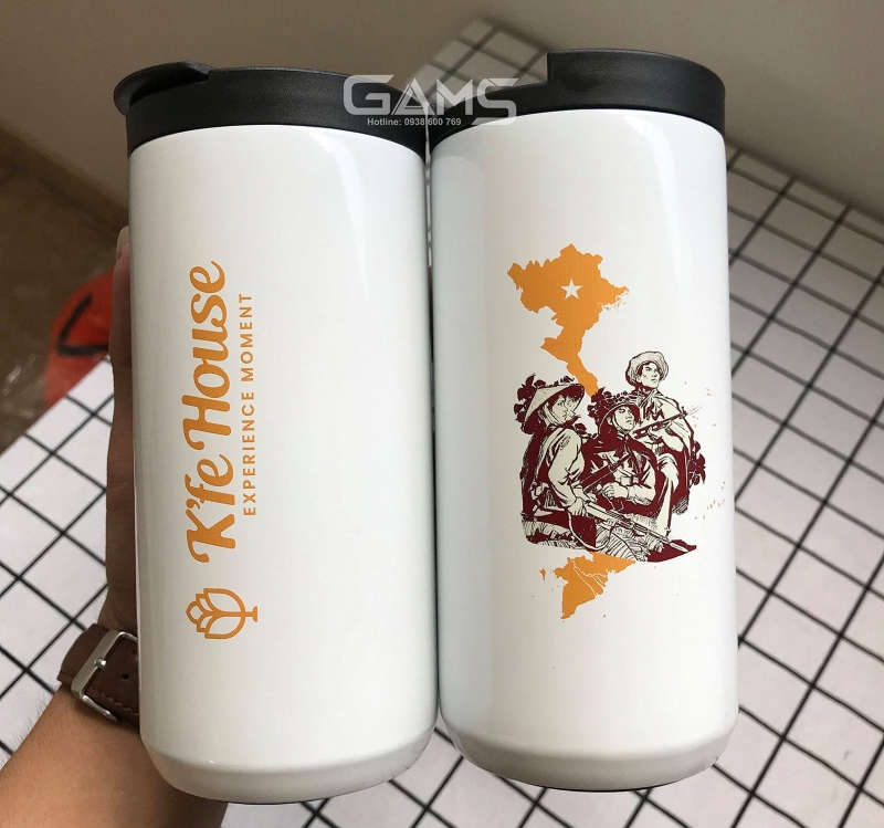 cốc giữ nhiẹt cà phê 400ml in hình theo yêu cầu