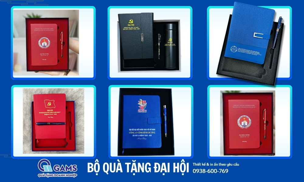 BỘ QUÀ TẶNG ĐẠI HỘI - GIFTSET SỔ BÌA DA