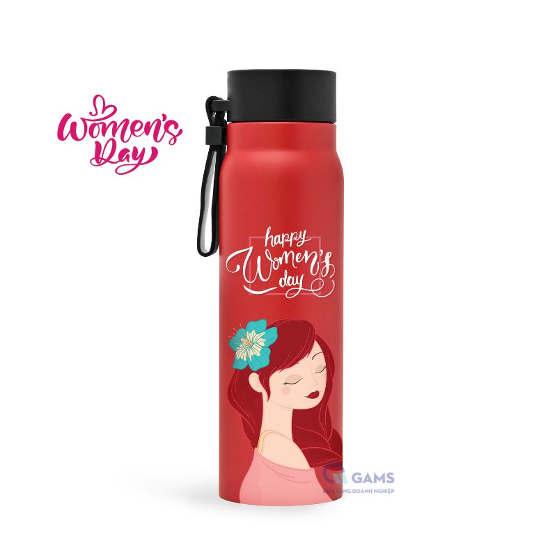 ly giữ nhiệt quà tặng 8- 3 màu đỏ