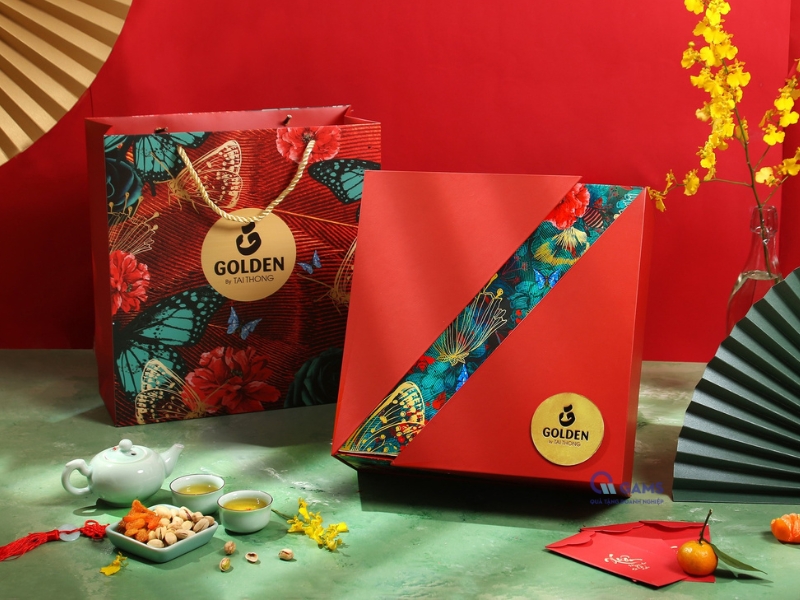 Mẫu hộp quà tết kèm túi giấy