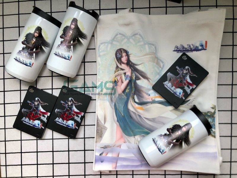 combo quà tặng bình giữ nhiệt túi vải canvas và thẻ