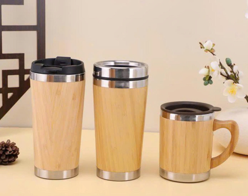 Cốc giữ nhiệt gỗ tre khắc tên