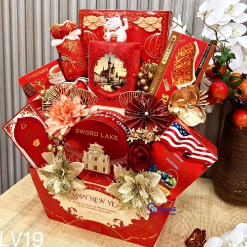 Giỏ quà tết LV19 màu đỏ